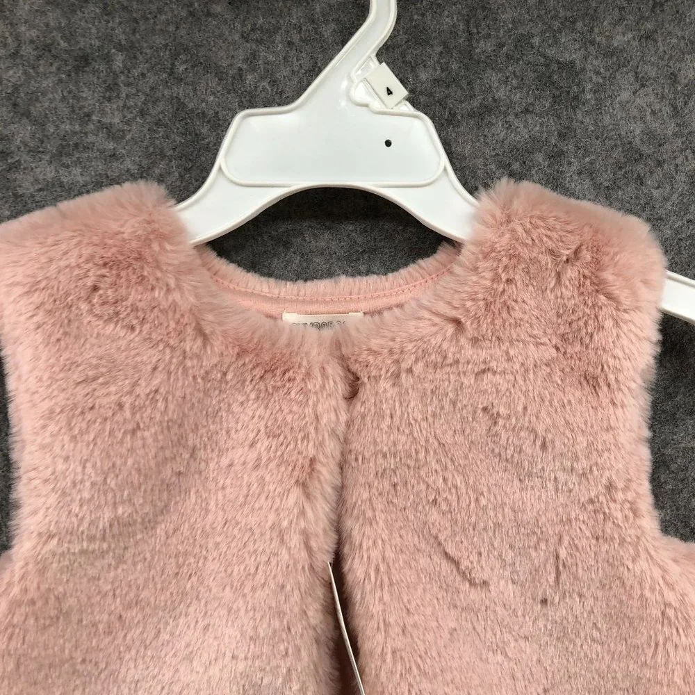 NWT Gymboree‎ Girls 2T Pink Fuzzy Plush Sweater Vest Jacket One Button Toddler
